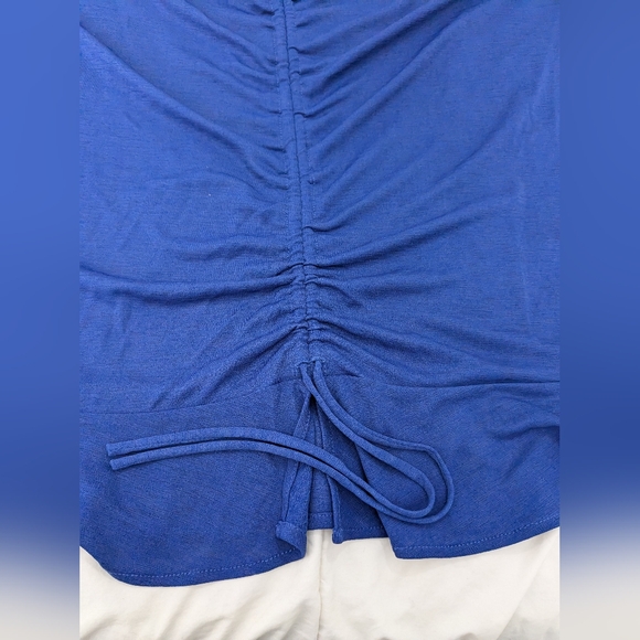 Addition Elle, Royal blue, 3/4 length sleeve, crepe shirt with ruffled hem. - Picture 6 of 16